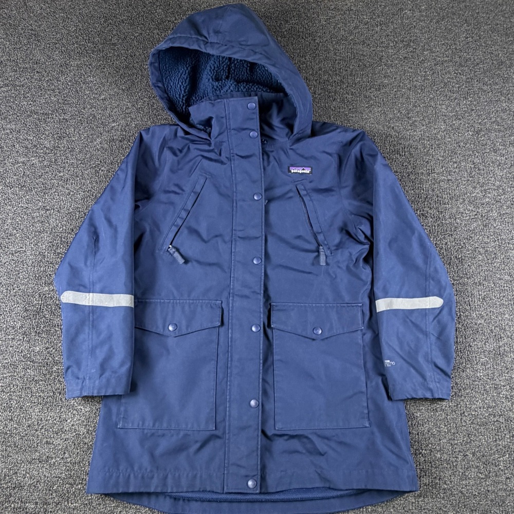 Patagonia Parka M 68030 FA19 Insulated Isthmus Navy Blue Reflective EUC